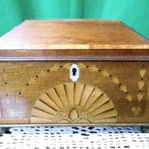 George III inlaid mahogany caddy