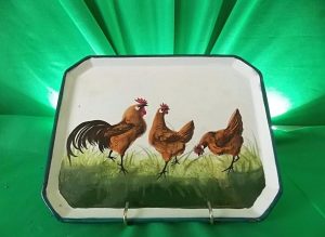 Rare Wemyss brown cockerel tray.