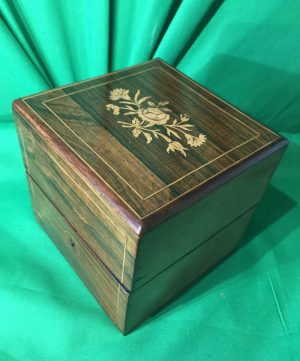 Victorian Rosewood cased box of four scent bottles