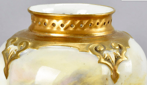 A Royal Worcester hand painted segment vase. Highland Sheep