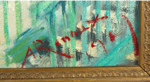  French impressionist Beach Scene. Oil on canvas.
