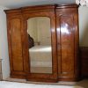 Victorian Burr Walnut three door breakfront wardrobe