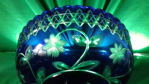 Victorian Bristol Blue cut glass Fruit Bowl