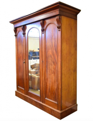 Victorian mahogany three door wardrobe,