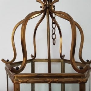Large brass framed ceiling lantern