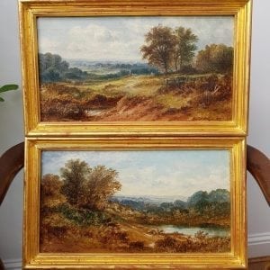 Pair of Victorian landscapes, oil on canvas, signed.