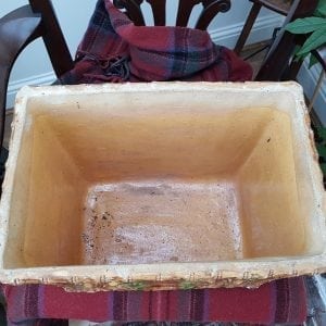 A rare Victorian Scottish pottery slip glaze rectangular planter with acorn leaf moulded pattern