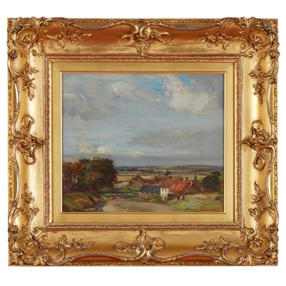 JOHN CAMPBELL MITCHELL R.S.A. (SCOTTISH 1862-1922) TURNHOUSE . A superb painting by this artist of the village of Turnhouse, Edinburgh, famous for its Golf Course. Signed, inscribed verso, oil on canvas Condition. Very Good. 31cm x 36cm (12in x 14in)