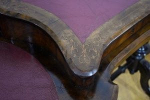 A Victorian Burr Walnut Kidney top Writing table