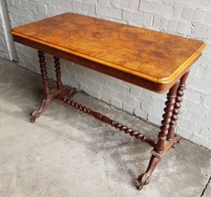 Victorian Burr Walnut Stretcher table