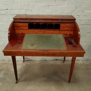George III Mahogany tambour rolltop desk.