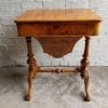 Victorian Burr Walnut marquetry sewing table