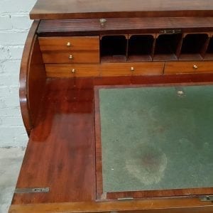 George III Mahogany tambour rolltop desk.