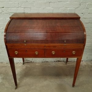George III Mahogany tambour rolltop desk.
