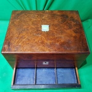 Victorian burr walnut Ladies travelling set.