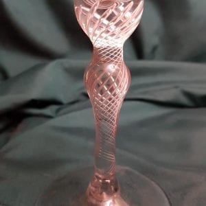 An engraved airtwist stem wine glass mid 18th century