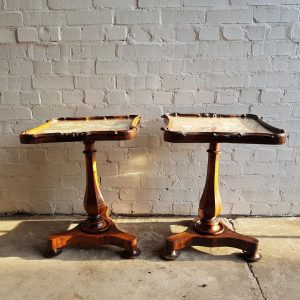 A fine pair of Victorian rosewood tapestry topped side tables