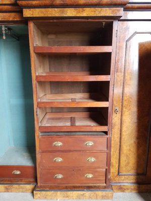 Three door Burr walnut Breakfront Wardrobe