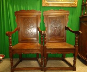 Pair of 17th century style wainscot chairs