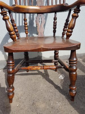 Victorian elm and ash pad arm Windsor chair