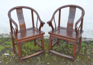 Pr of Early 20th century Chinese horseshoe chairs