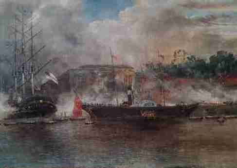 American English Naval Battle scene