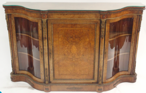 A Victorian Serpentine Burr walnut Credenzaa