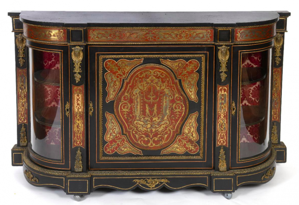 A superb Louis XVI ebonised and boulle credenza