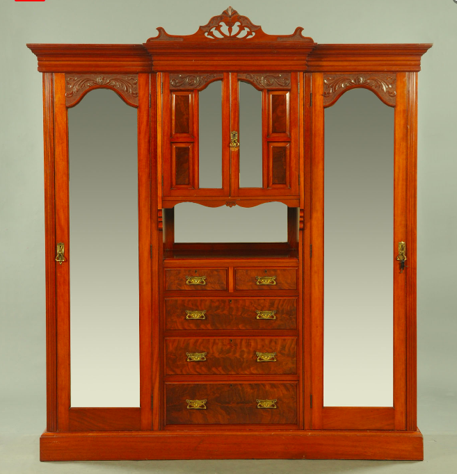 A Victorian Walnut combination wardrobe