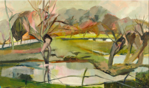Large Abstract oil painting landscape 1950s