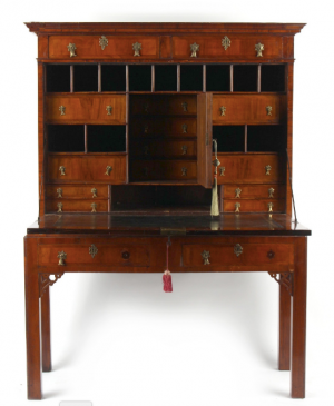 A George II walnut secretaire
