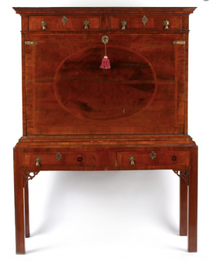A George II walnut secretaire