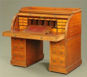 A Victorian mahogany twin pedestal cylinder desk
