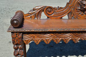 A Victorian carved oak Bench