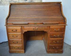 Superior Victorian oak roll top desk