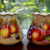 Two Worcester fruits vases