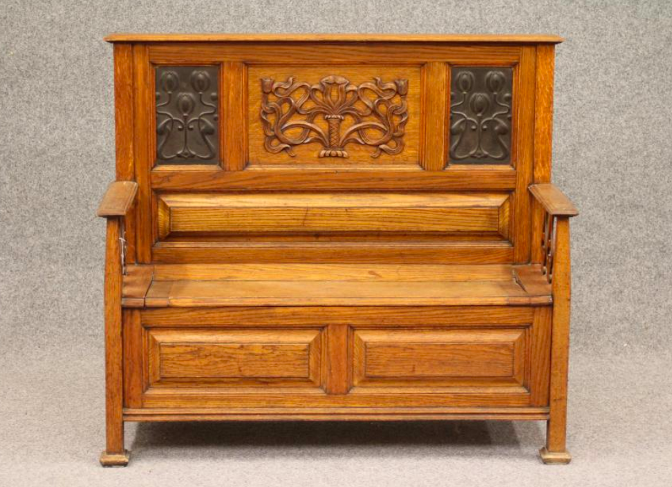 Arts and Crafts oak bench