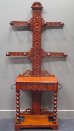 Victorian carved oak hall stand