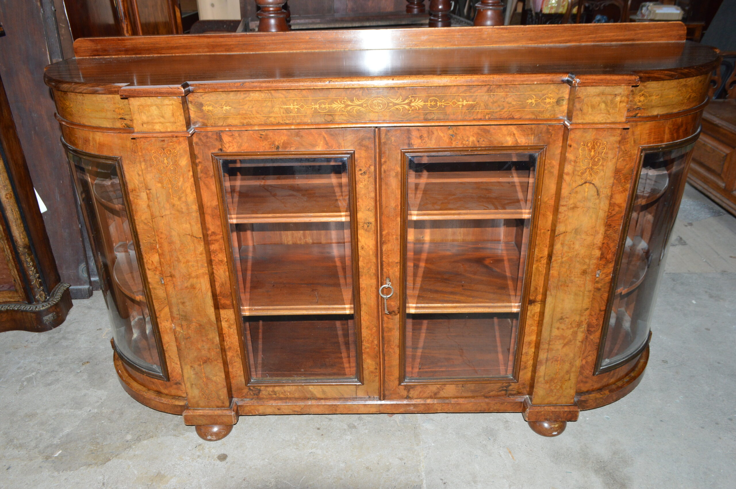 Victorian burr walnut credenza