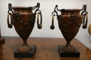 Pr Victorian bronze urns