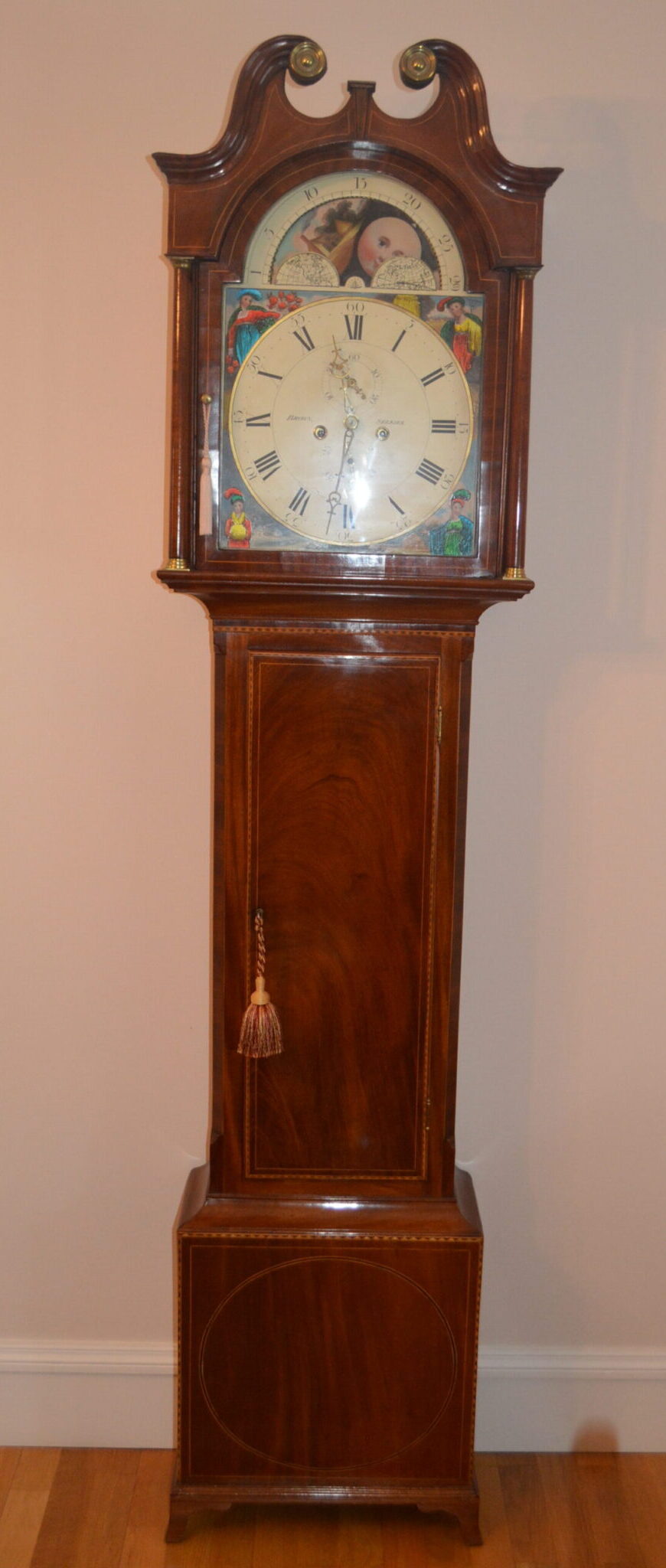 Scottish mahogany long case clock.