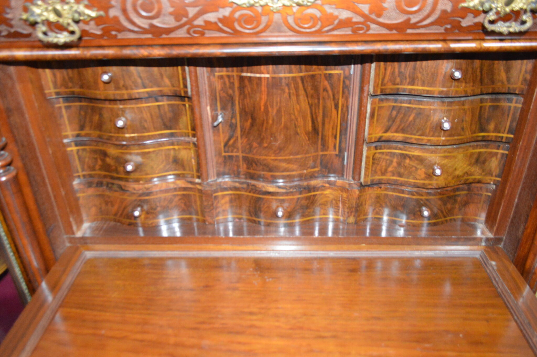 19th century burr walnut Escritoire