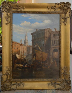 Venetian School (19th century) - 'Venice Scene', oil on canvas,