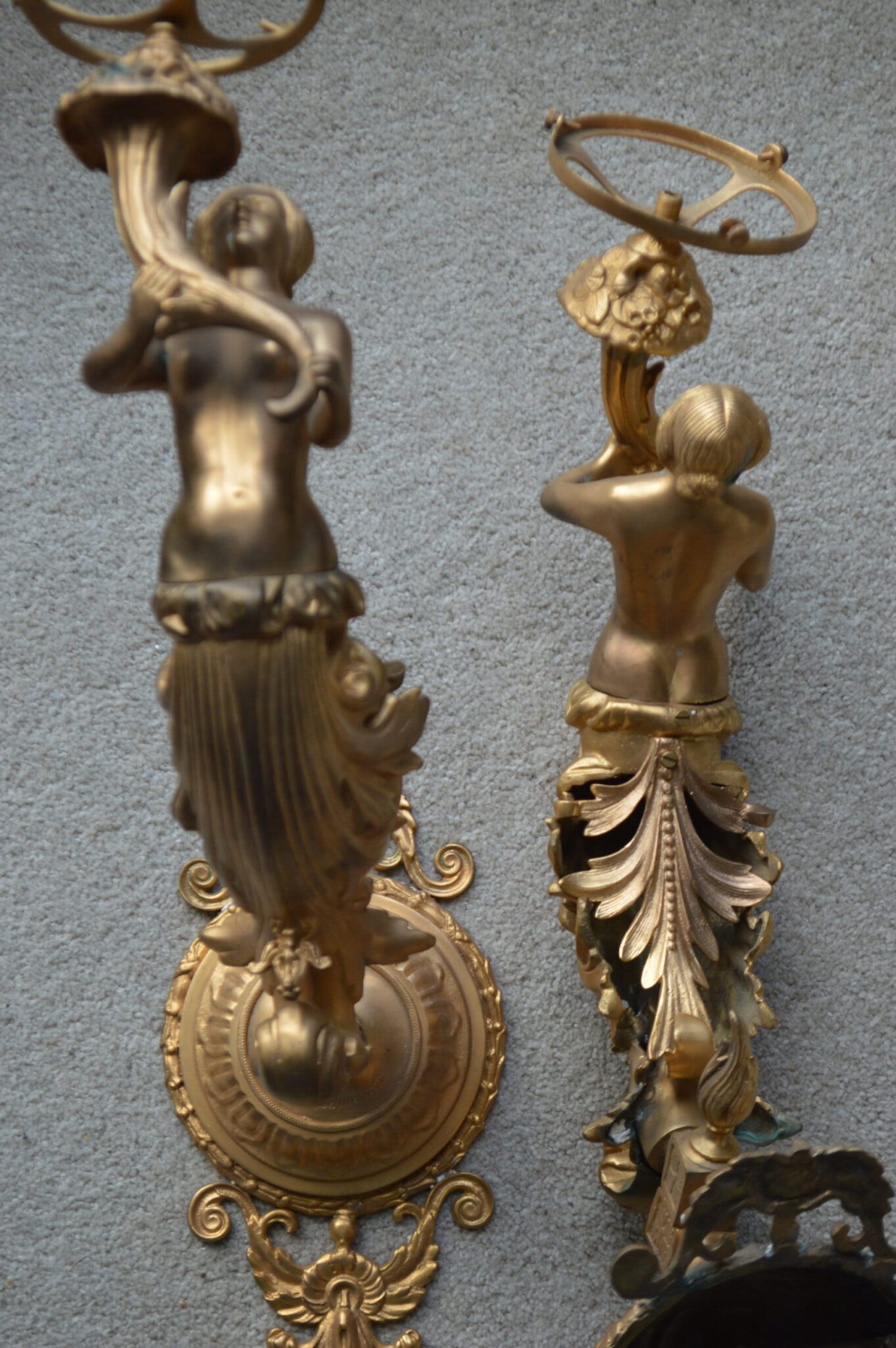 A fine large pair of gilt Victorian wall light brackets