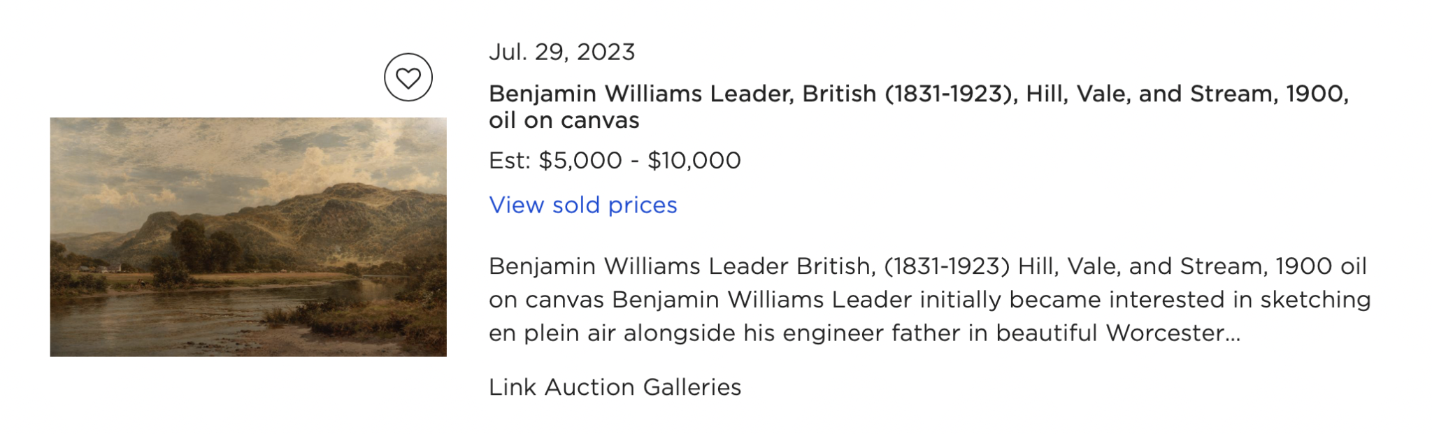 Large Benjamin Williams Leader