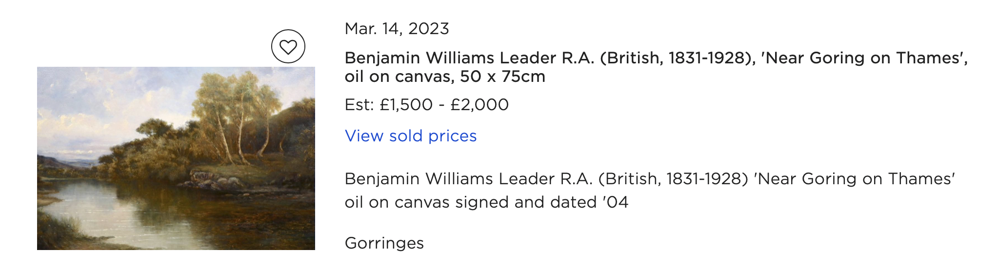 Large Benjamin Williams Leader