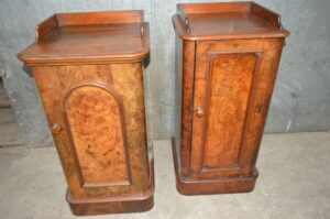 Victorian burr walnut bedside cabinets.