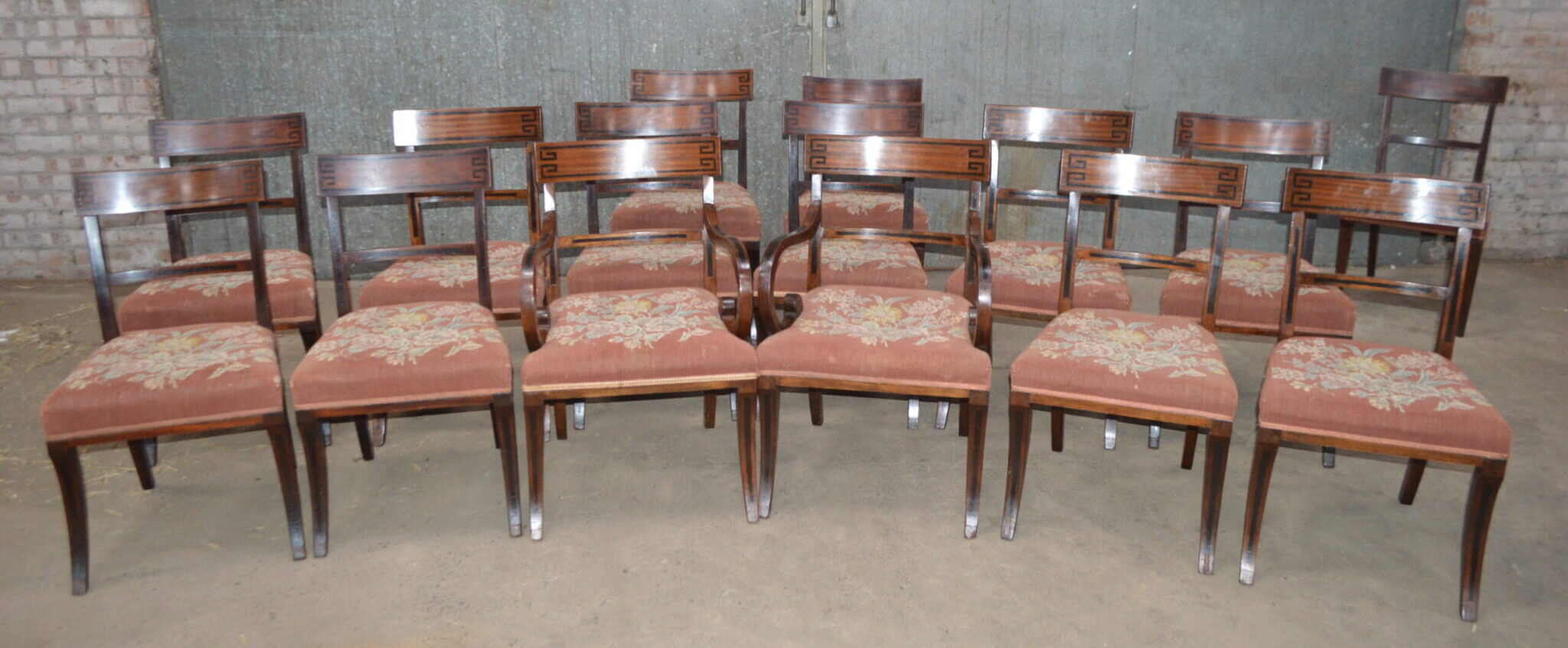 Set of 12 + 4 Regency dining chairs