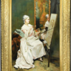 Huge oil on canvas. Artist at easel.