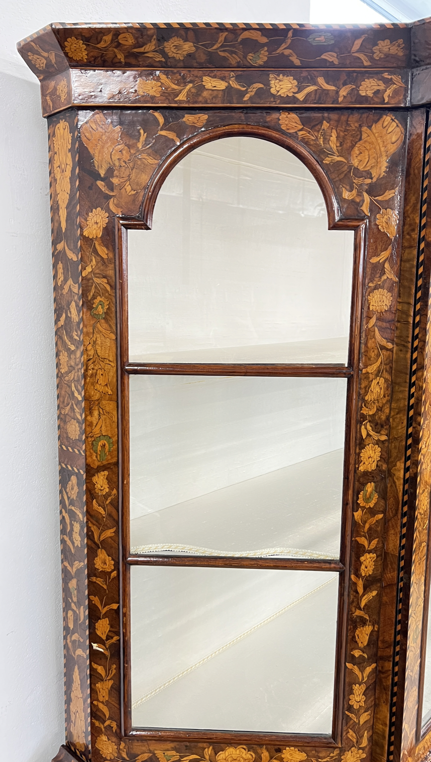 A fine Dutch marquetry display cabinet,